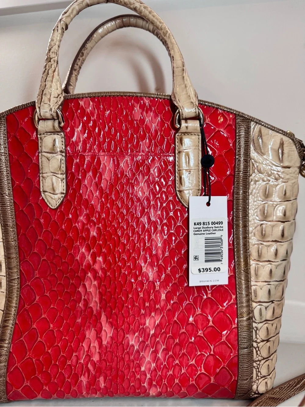 NWT Brahmin Large Duxbury Leather Satchel: Candy Apple Carlisle